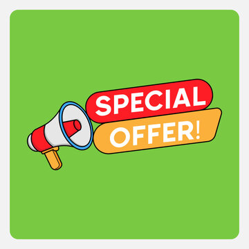 Special offer announcement with megaphone vector illustration