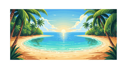 Obraz premium Tropical beach with palm trees.