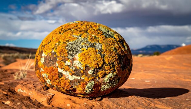 Vibrant orange rock formation in desert.