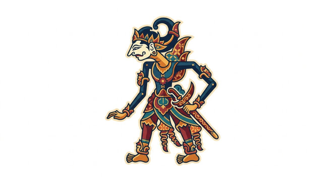 Traditional Indonesian Wayang Kulit Shadow Puppet Character.