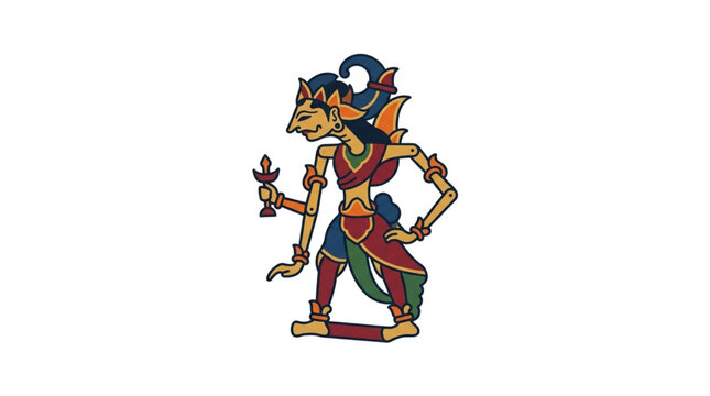 Traditional Indonesian Wayang Kulit Shadow Puppet Character.