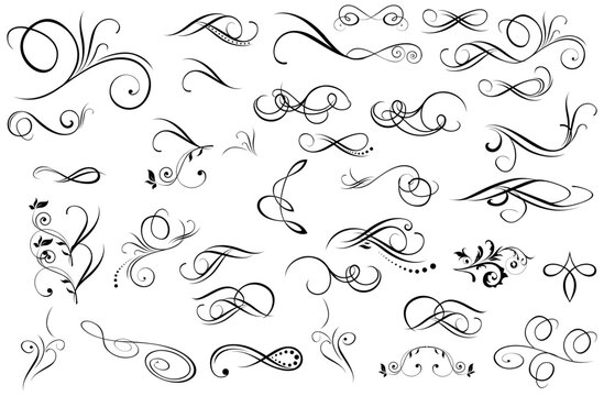 fancy scroll flourish vector set