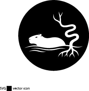 White rat with serpent tail and roots illustration.
