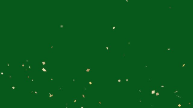 Falling confetti paper animation. confetti celebration explosion festive confetti popper falling on green background. paper streamers party. christmas congratulations 2D color animated elements. 4k