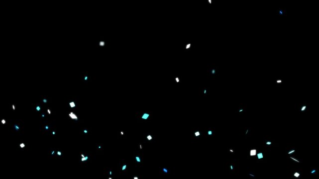 Falling confetti paper animation. confetti celebration explosion festive confetti popper falling on black background. paper streamers party. christmas congratulations 2D color animated elements. 4k