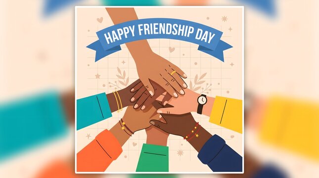 Celebrating international friendship day diverse hands united in a high five gesture with festive decorations