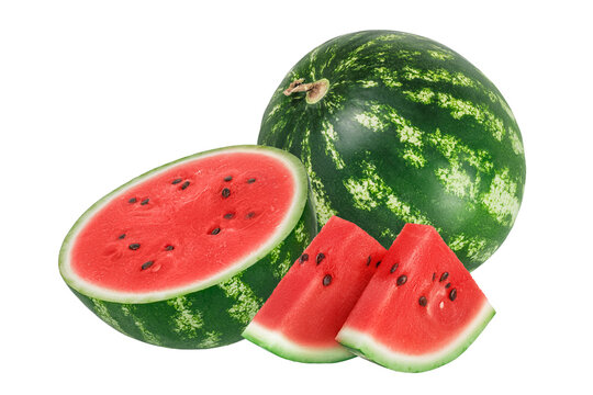 half of watermelon isolated on white background with full depth of field