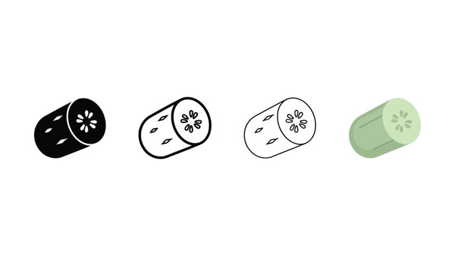 Four different cucumber slices in various styles