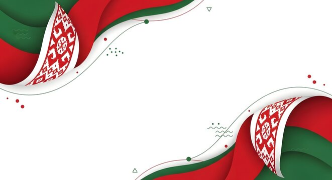 Belarusian flag pattern with traditional ornament