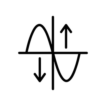 Black line graph with arrows.