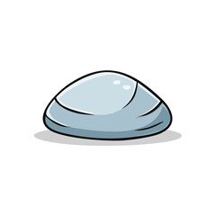 Fototapeta premium Smooth light blue pebble with shadow simple cartoon illustration isolated on white background