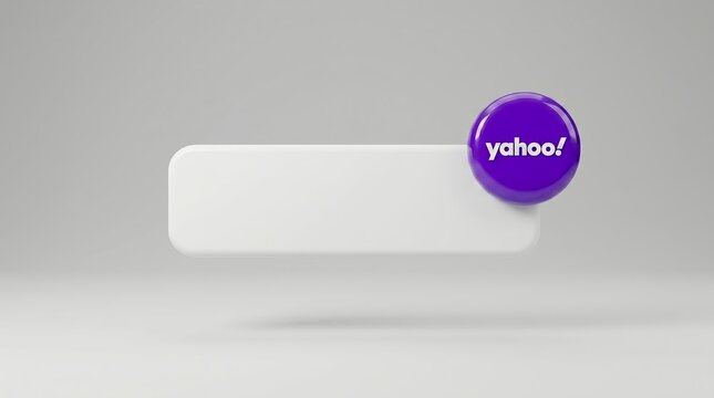 Minimalist 3D render of a notification bubble with Yahoo logo