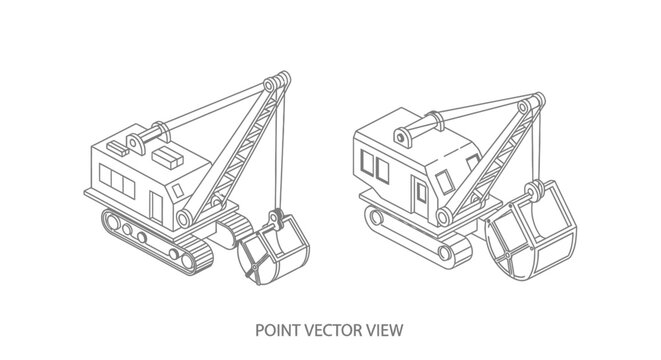 Heavy machinery crane vector illustration in isometric style.