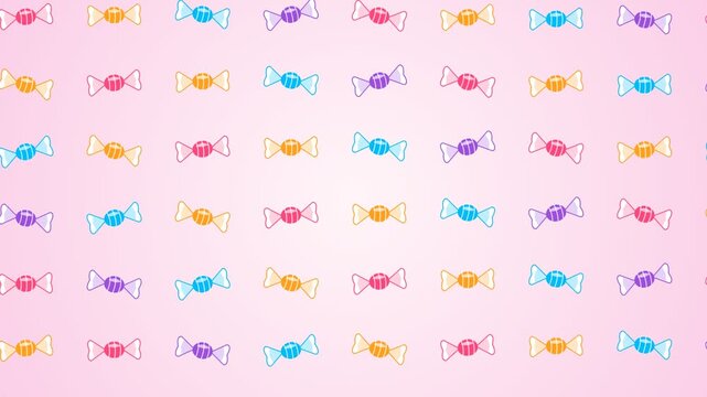 Colorful wrapped candy pattern seamless looping animated background in 4K resolution