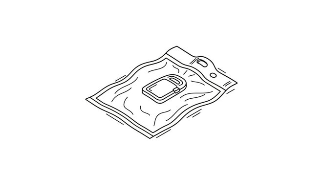 Clear plastic bag with small rectangular object inside.