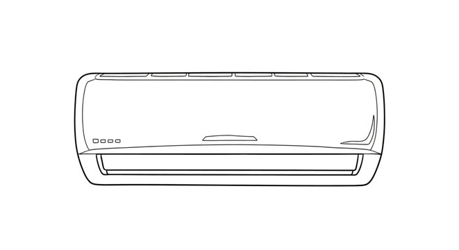 Modern white air conditioning unit front view.