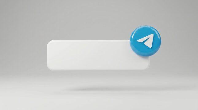 Minimalist 3D Render of Telegram Icon with Blank Speech Bubble