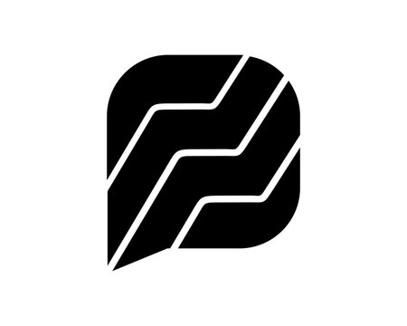 Abstract black logo featuring three parallel wavy lines contained within a rounded square shape, set against a clean white background.