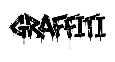 Black Graffiti Text with Drip Effect Isolated on White Background. © rizkain