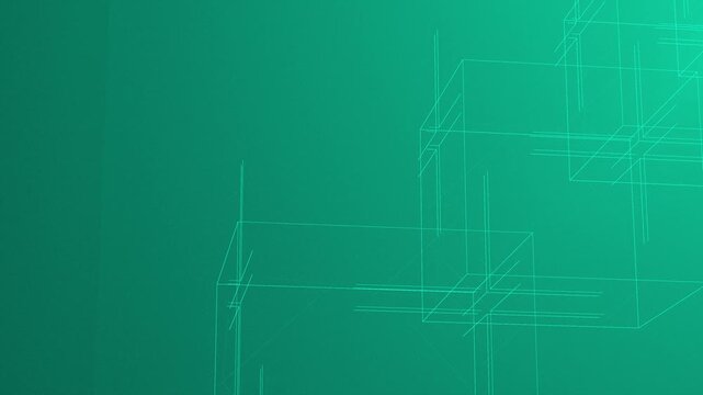 Future tech blueprint 3D architecture lines, engineering concept background, digital design grid, innovation planning, abstract structure, calm green light, technology