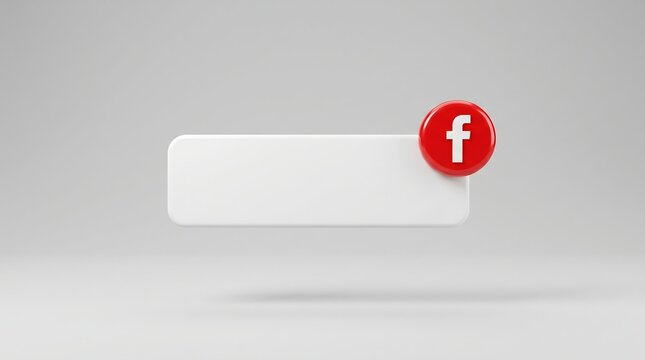 Minimalist 3D Render of Social Media Notification Icon with Blank Space