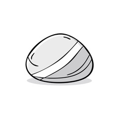 Fototapeta premium Smooth grey pebble with a white stripe, hand-drawn illustration