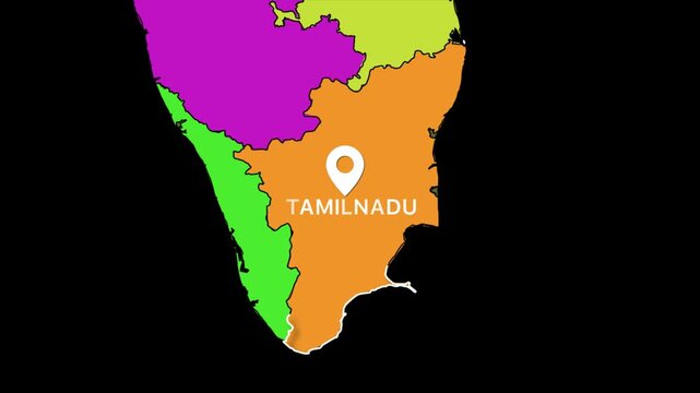 Tamil Nadu map animation, tamilnadu map animation with outline