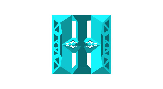 Modern stylized letter h with geometric shapes
