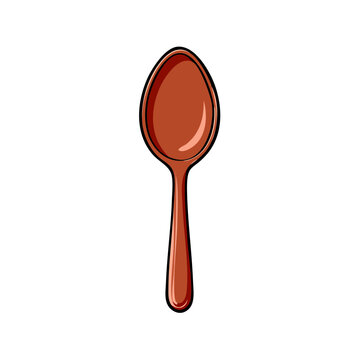 Simple Brown Spoon Illustration with Clean Lines and Smooth Curves