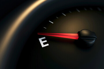 Naklejka premium Fuel Gauge Near Empty Symbolizing Energy Shortage Financial Pressure and Resource Depletion