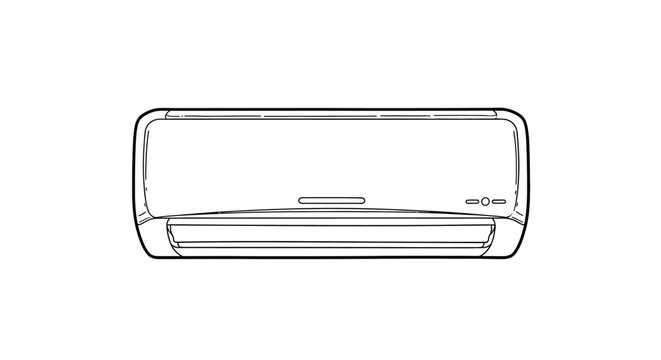 Modern white air conditioning unit front view.