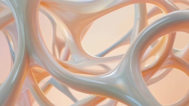 Abstract smooth organic shapes with glossy translucent surfaces in soft warm lighting