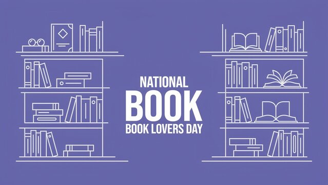 National book lovers day banner with bookshelves illustration