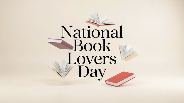 National book lovers day celebration with floating books