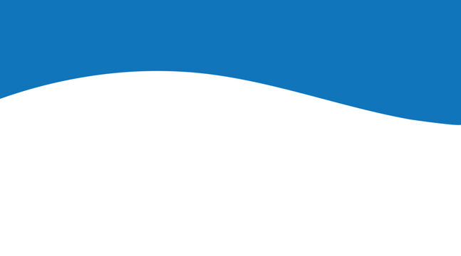 Blue and white curved background template. Simple abstract wavy header design with copy space. Vector illustration element for corporate presentations and banner layouts.