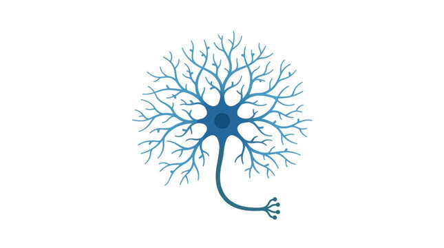 Detailed illustration of a single human neuron cell body.