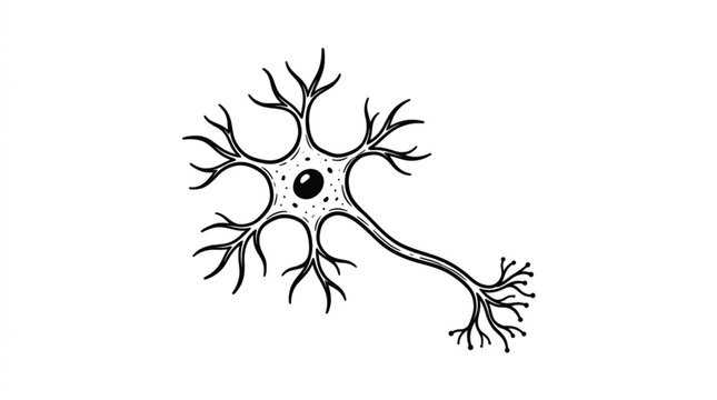 Detailed illustration of a single neuron cell body.