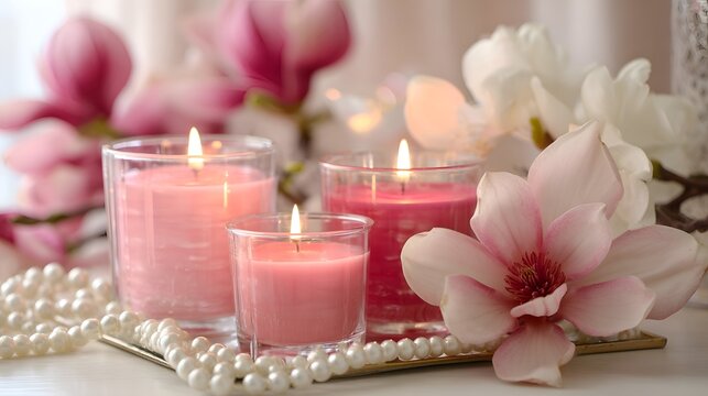 candles and rose petals