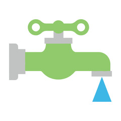 Obraz premium Green faucet with single drop of water