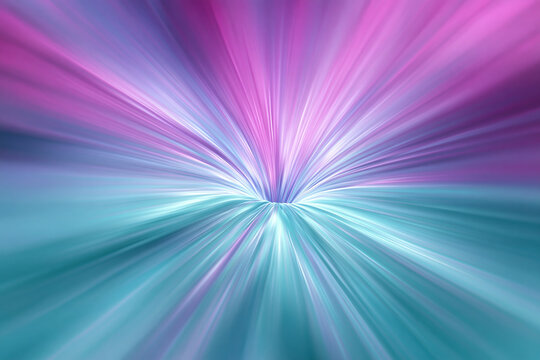 Abstrakter leuchtender Hintergrund mit radialen Lichtstrahlen in Rosa und Cyan, die einen dynamischen Lichttunnel bilden.