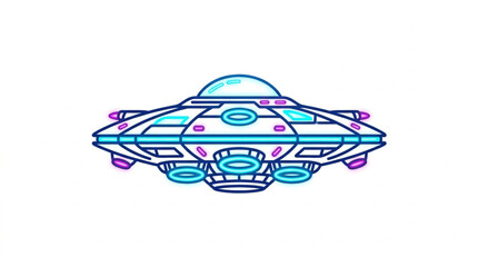 Futuristic flying saucer alien spacecraft illustration. © Melinda