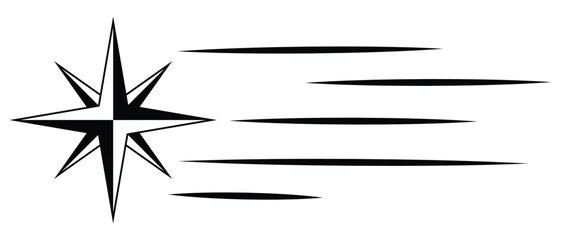 Shooting stars icon, vector logo design. Meteorite and comet with tail. Falling star concept on white background. Vector illustration. © Sarkar24
