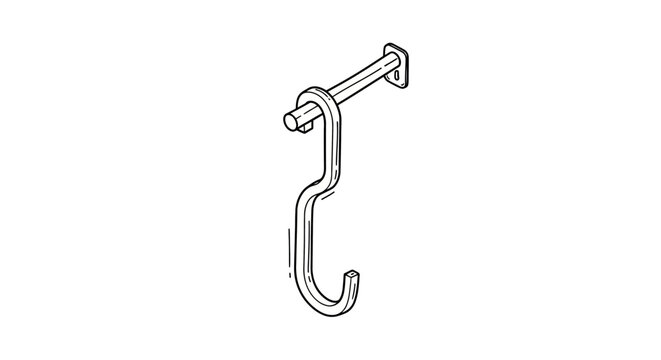 Simple metal hook with flat mounting bracket design.