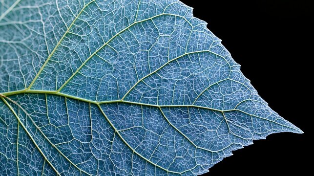 Blue White Leaf Venation Closeup