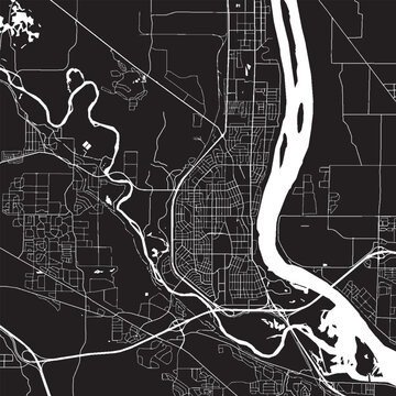 Richland Washington Vector Map, Detailed City Street Map Black and White Minimalist Line Art
