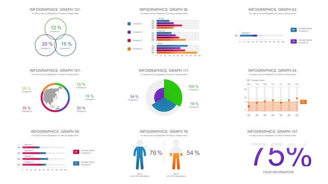 Infographics element template dashboard data visualization animation background.