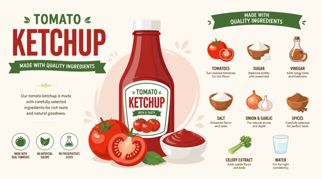 Vegetables and fruits vector illustrator set features tomato ketchup icon with fresh produce