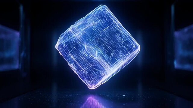 3D geometric cube rotation animation sequence