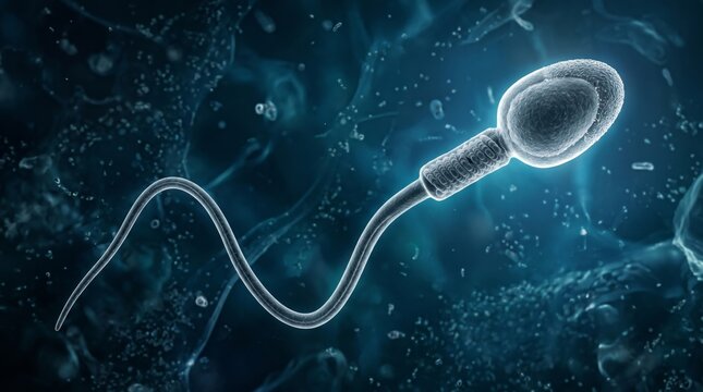 Human sperm cell microscopic close up scientific fertility and reproductive biology research