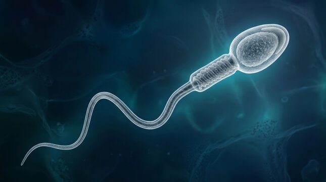 Human sperm cell microscopic close up scientific fertility and reproductive biology research